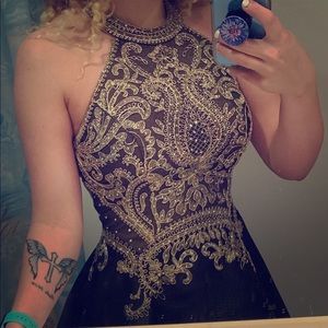 Gold and Black Homecoming Dress